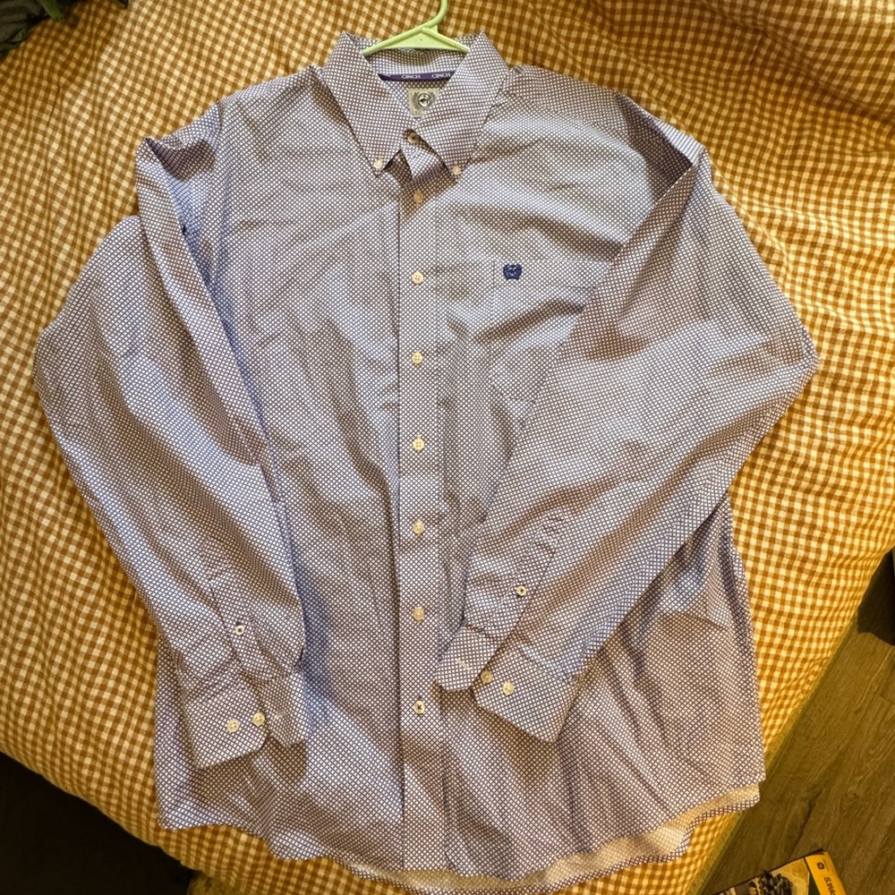 Cinch Men's Blue and Purple Button Up